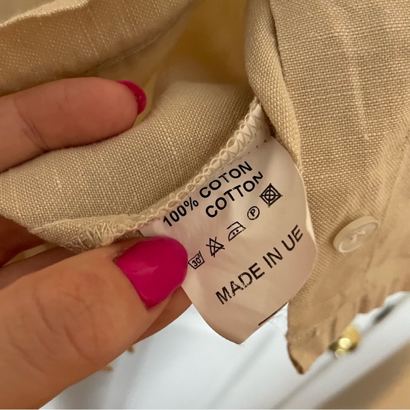 Marie St Barth Safari Cotton Button Down Shirt Sz 40 European Rope Embroidered - Picture 10 of 10